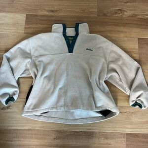 Cabela's Cream and Green Zip Up Sweater for Men